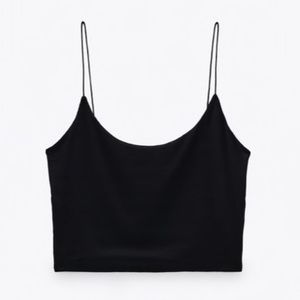 NWF Zara cropped Spaghetti Strap Top Black Size S